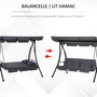 Voir la diapositive 5 : OUTSUNNY Balancelle de jardin convertible 3 places grand confort inclinaison toit réglable matelas fourni 2L x 1,25l x 1,7H m métal polyester noir anthracite