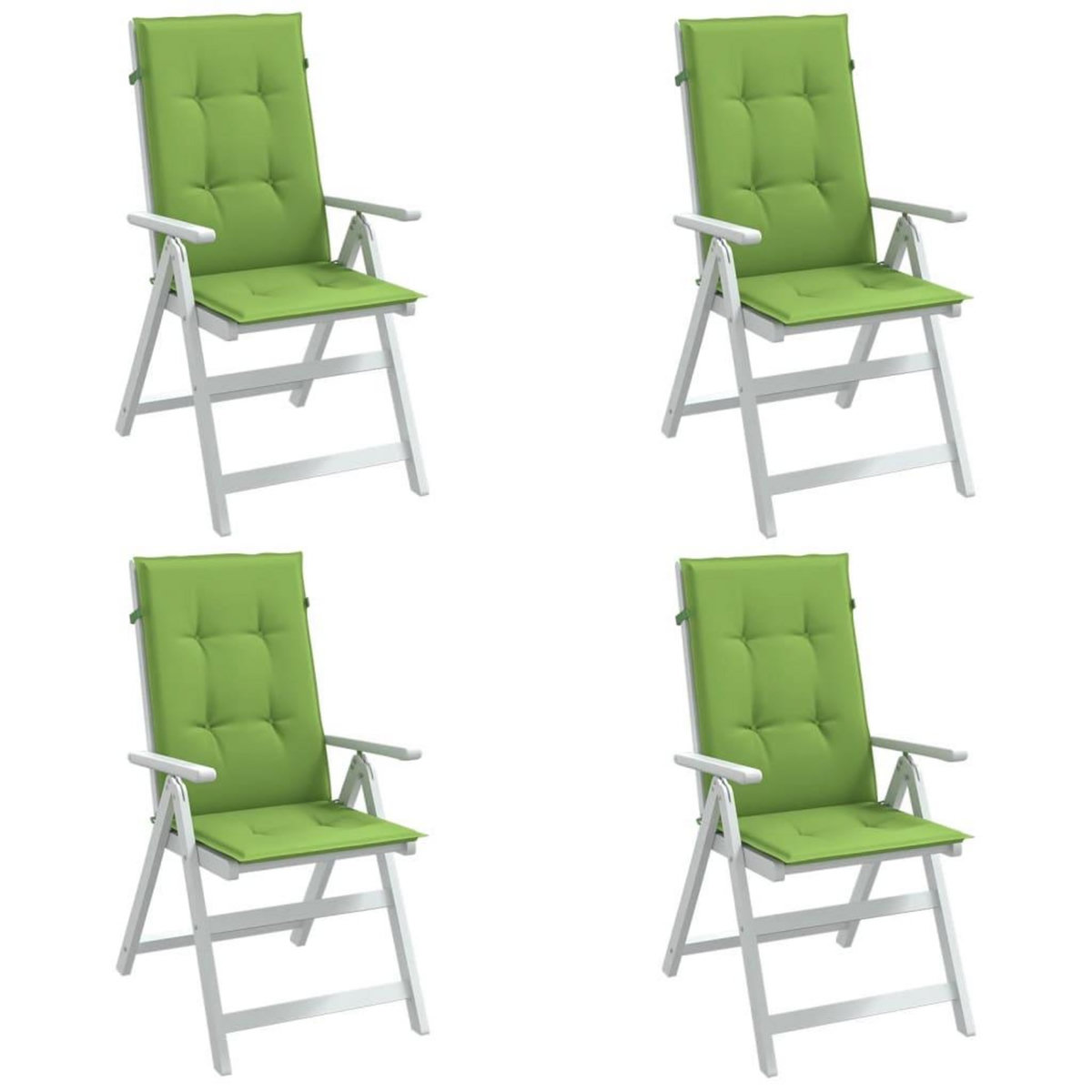 VIDAXL Coussins de chaise a dossier haut lot de 4 vert melange tissu