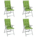 VIDAXL Coussins de chaise a dossier haut lot de 4 vert melange tissu