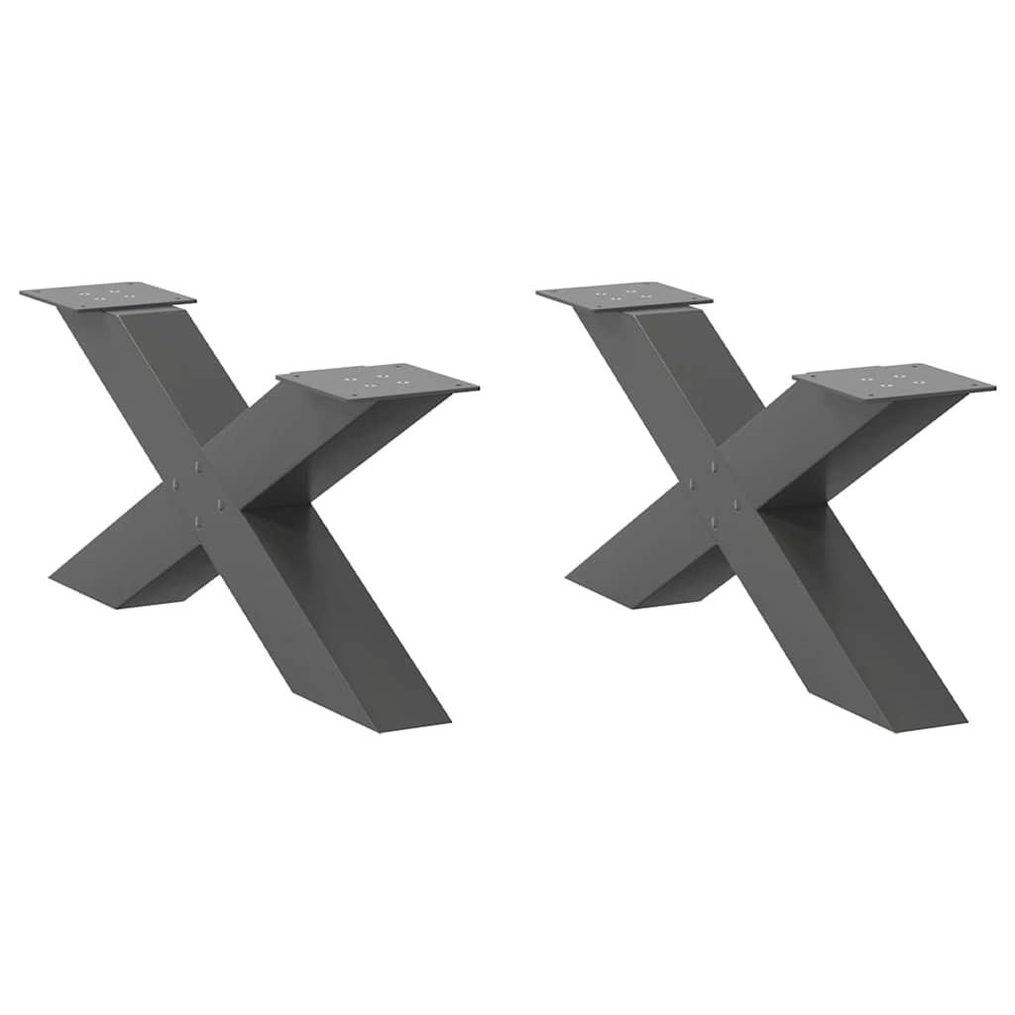 VIDAXL Pieds de table basse forme de X 2 pcs anthracite 70x(30-31) cm