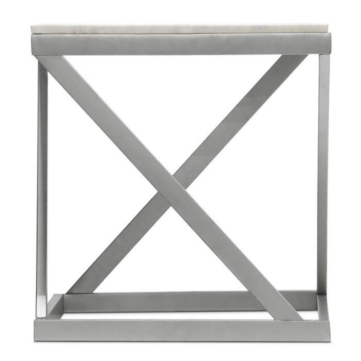 Paris Prix Table d'Appoint Design  Palamo  57cm Argent & Blanc