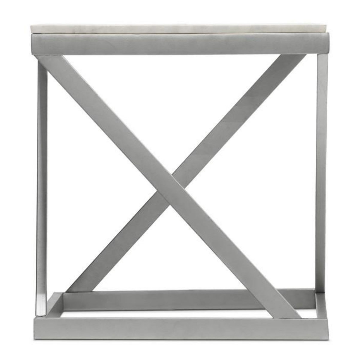 Paris Prix Table d'Appoint Design  Palamo  57cm Argent & Blanc
