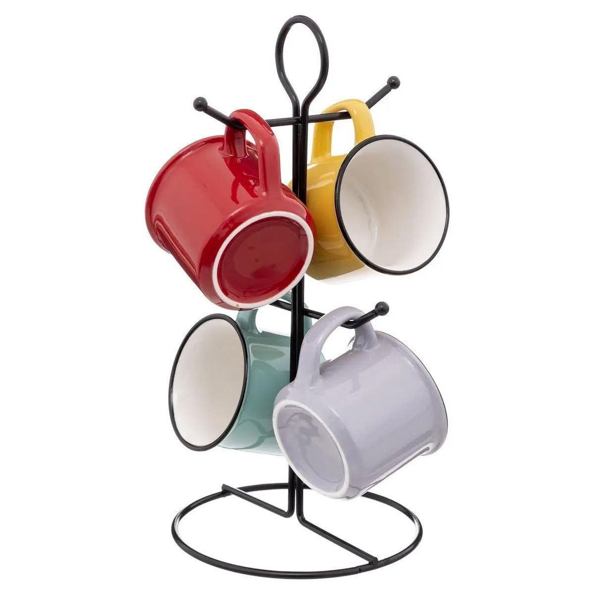SECRET DE GOURMET Lot de 4 Mugs sur Rack  Happy Pop  14cl Multicolore