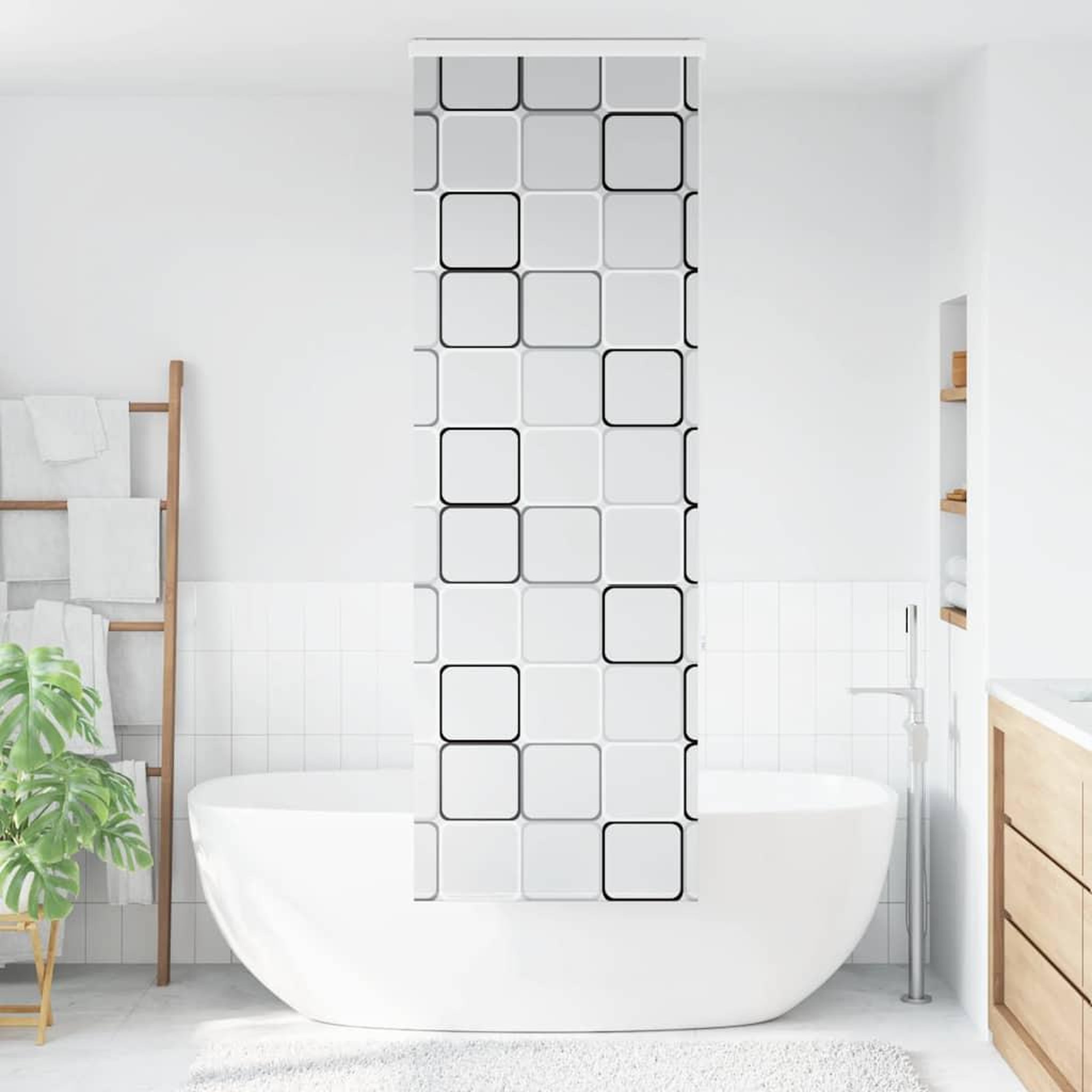 Voir la diapositive 2 : VIDAXL Store enrouleur de douche avec cassette largeur du tissu 76 cm