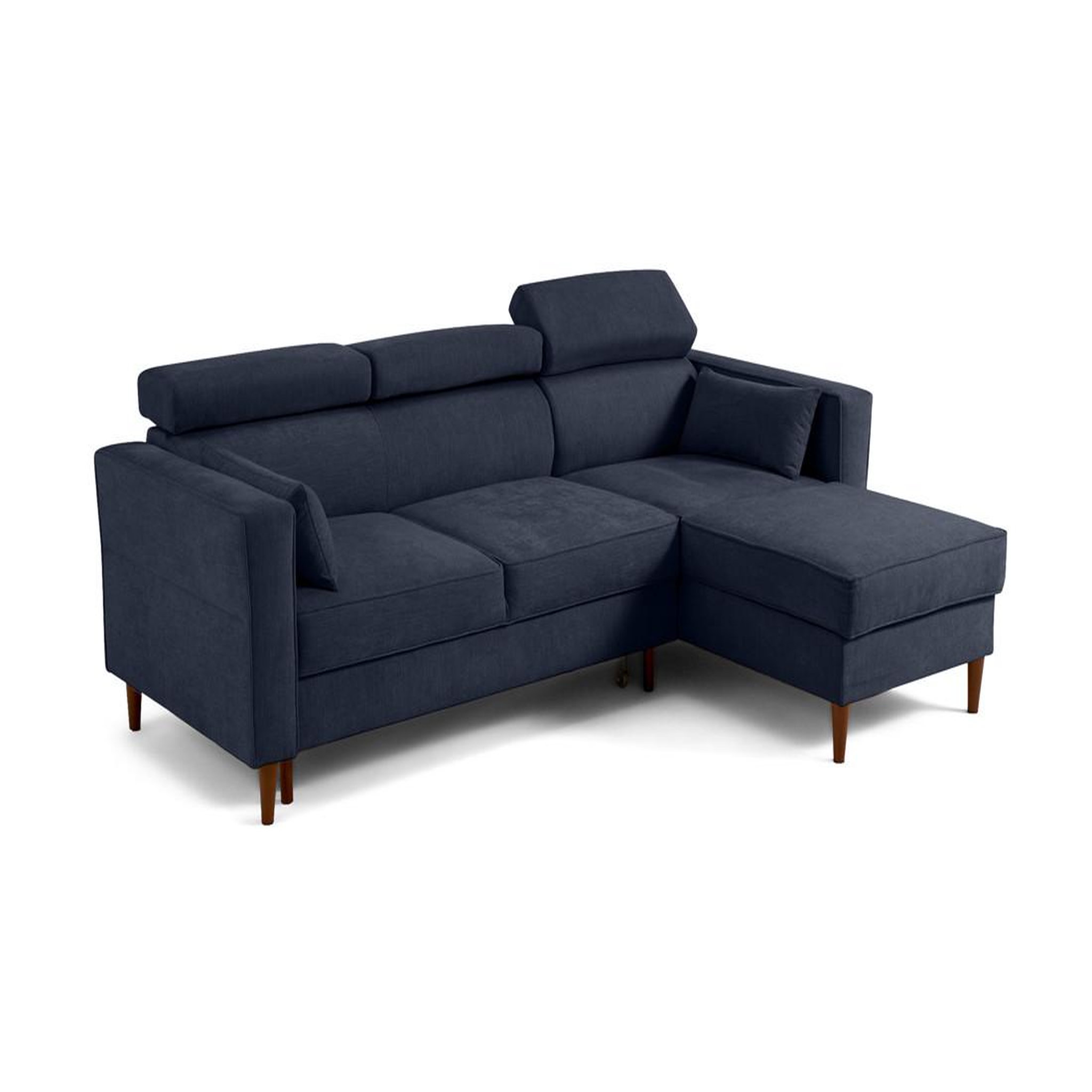 Voir la diapositive 3 : BEST MOBILIER Alicante - canapé d'angle réversible convertible avec têtières - coffre - 4 places - en tissu texturé