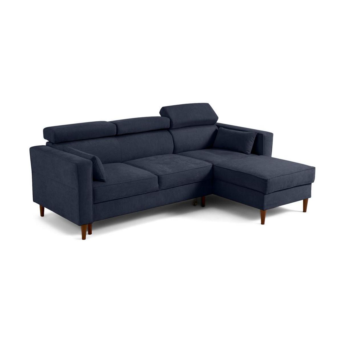 BEST MOBILIER Alicante - canapé d'angle réversible convertible avec têtières - coffre - 4 places - en tissu texturé