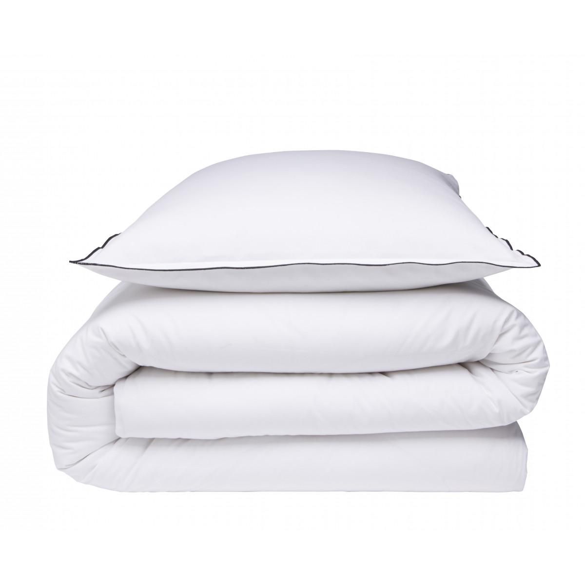 FUTURE HOME Parure de lit unie en coton finition bourdon