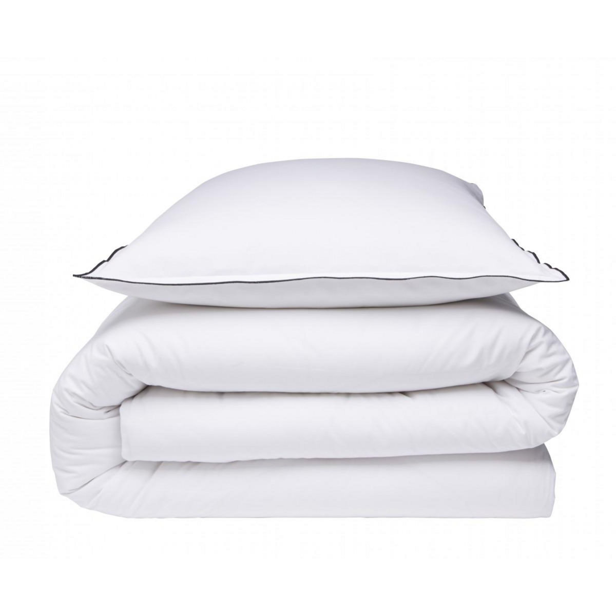 FUTURE HOME Parure de lit unie en coton finition bourdon