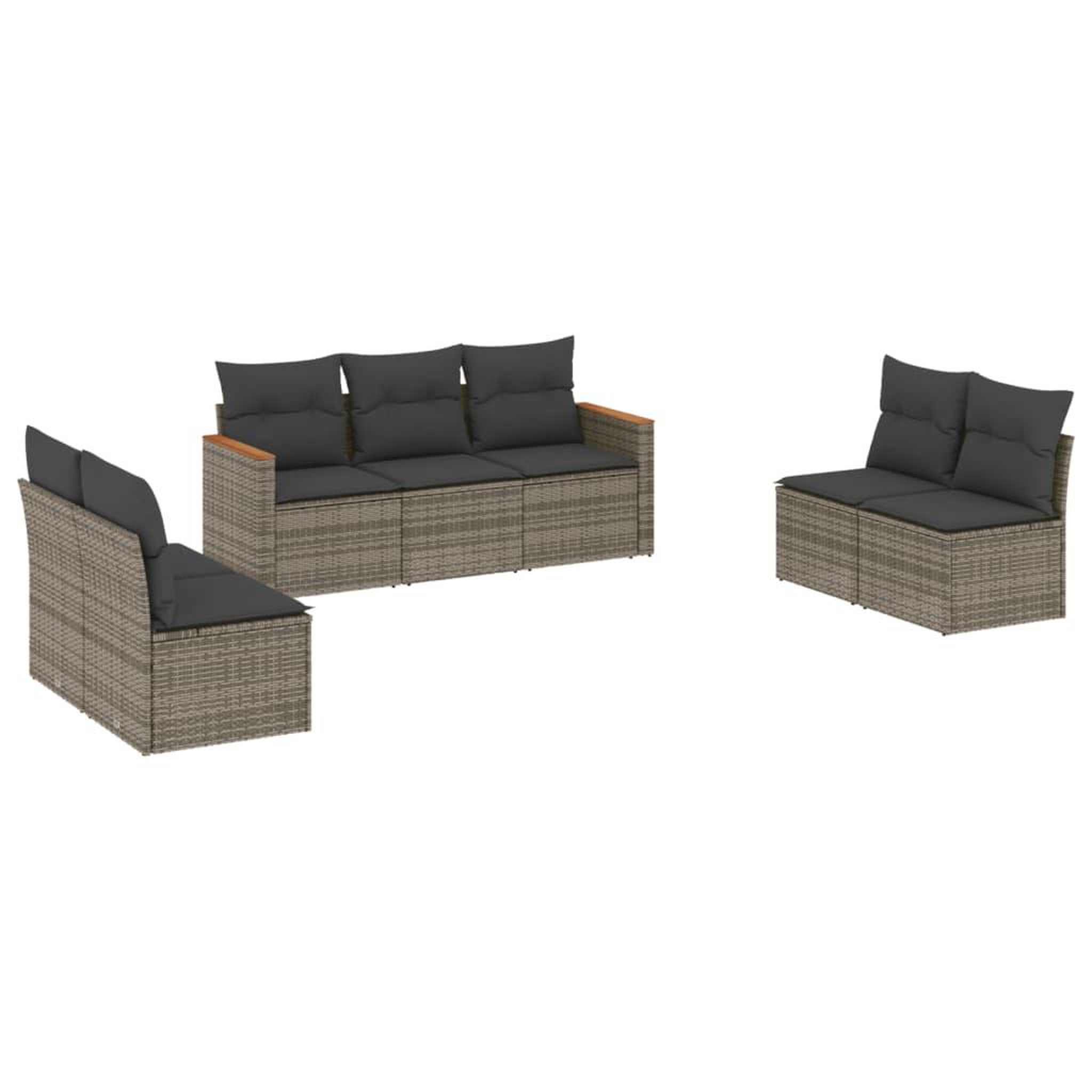 Voir la diapositive 2 : VIDAXL Salon de jardin avec coussins 7 pcs gris resine tressee