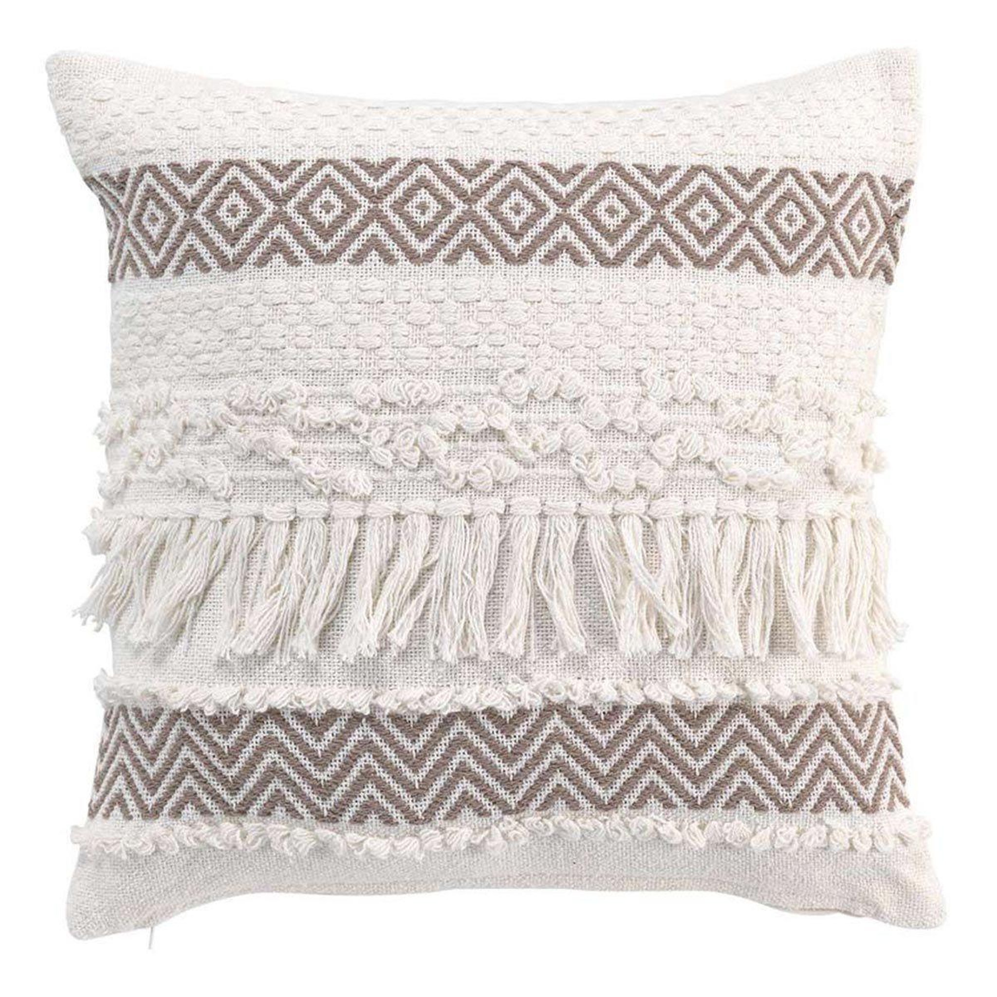 Voir la diapositive 1 : Douceur d'Intérieur Coussin déco à franges  zya  40x40cm taupe