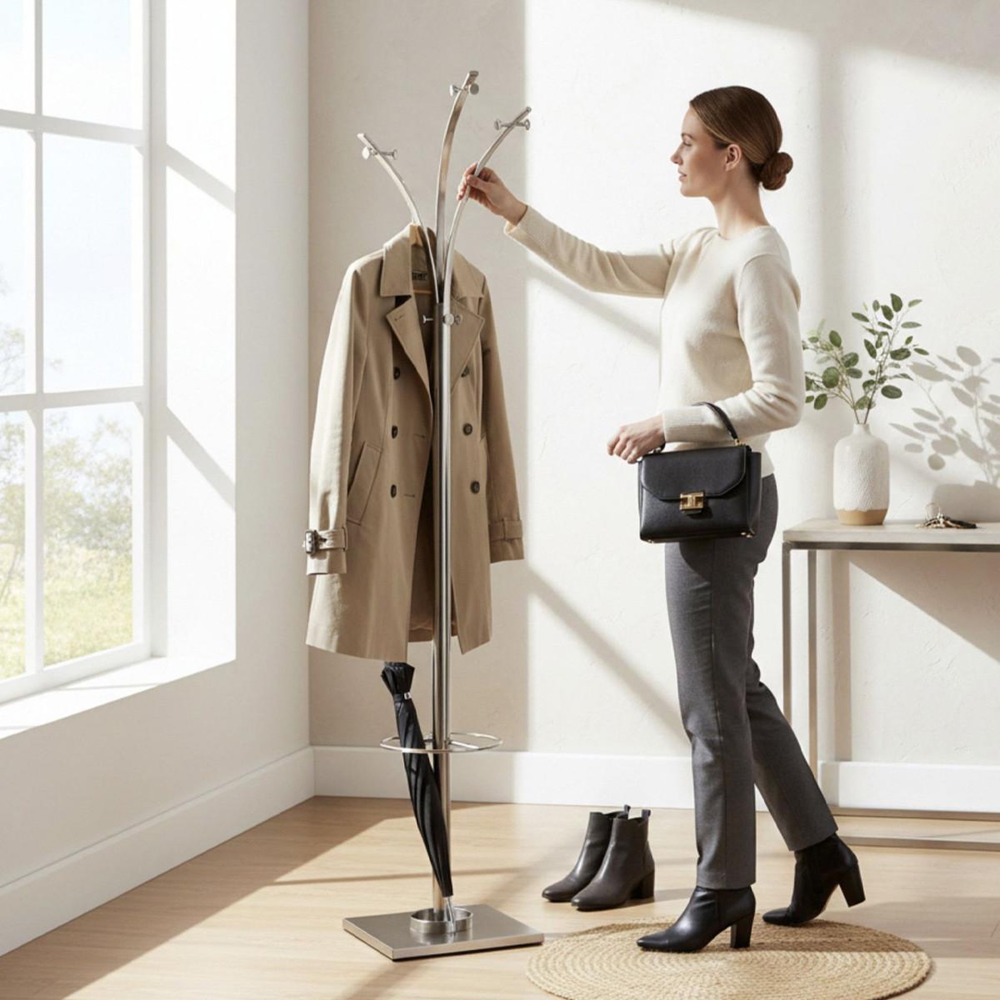 Voir la diapositive 2 : Paris Prix Porte-manteau design  outan  187cm inox