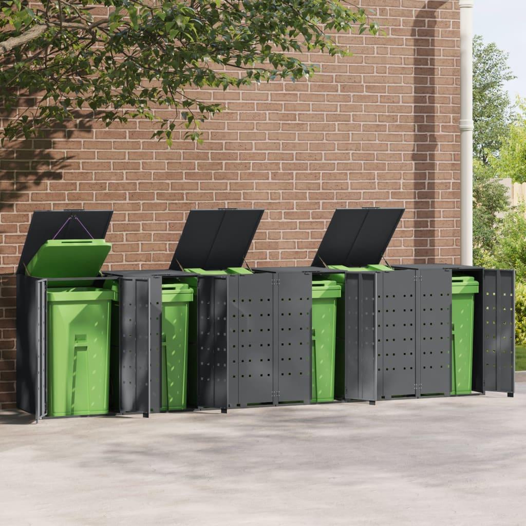 Voir la diapositive 3 : VIDAXL Rangement a roulettes pour poubelles pour 6 bacs anthracite