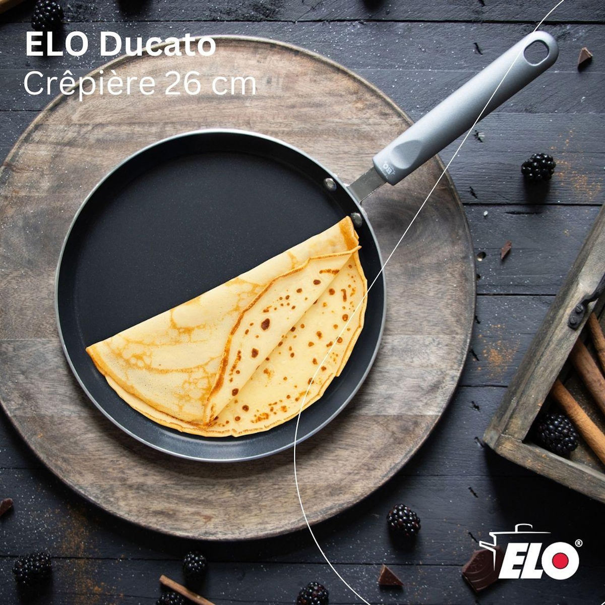 ELO Set chandeleur crêpière 26 cm et 3 ustensiles Elo Ducato