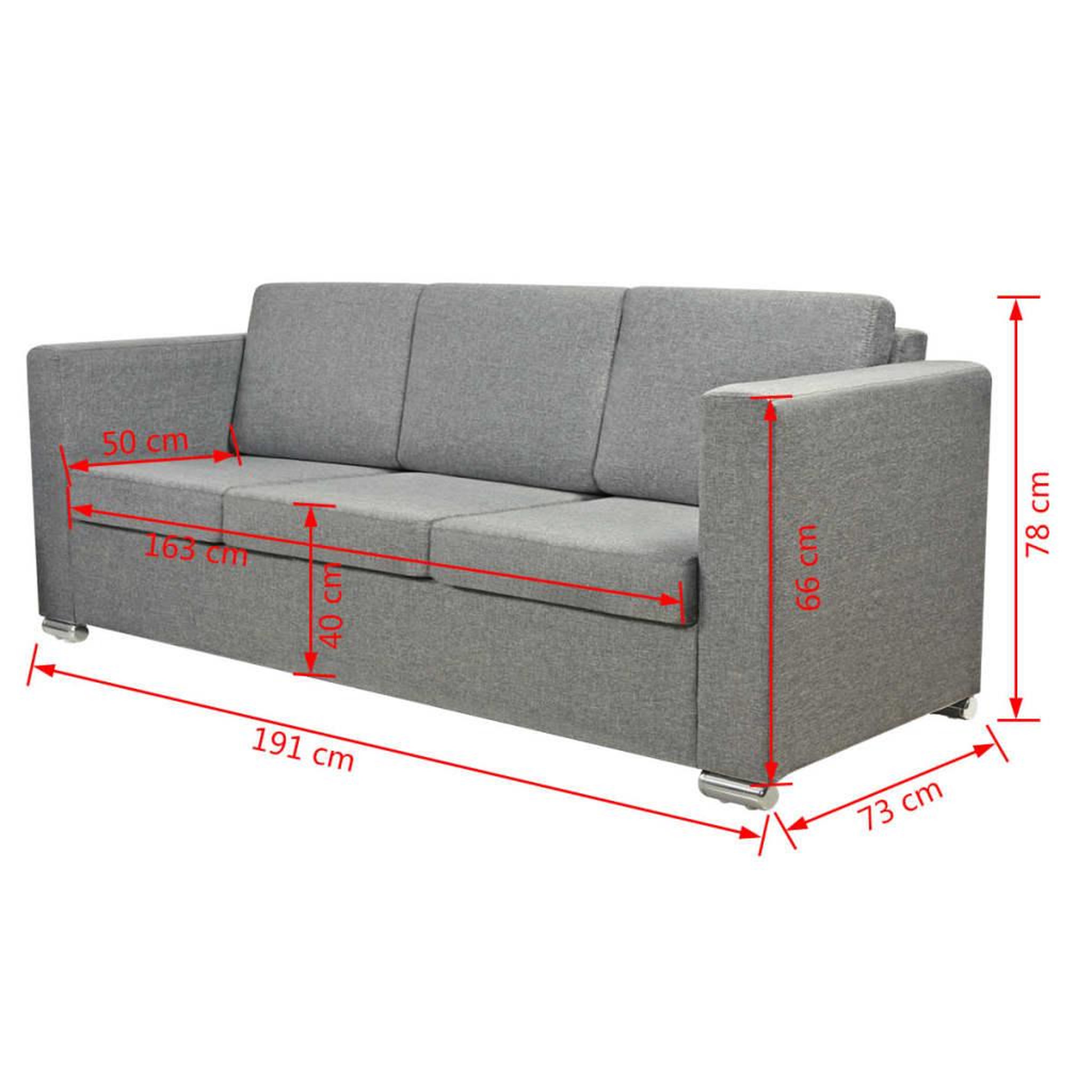 Voir la diapositive 6 : VIDAXL Canape a 3 places Tissu Gris clair