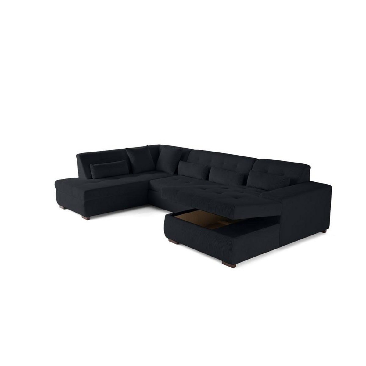 LISA DESIGN Vermont - canapé panoramique d'angle gauche - 7 places - convertible avec coffre - en velours côtelé