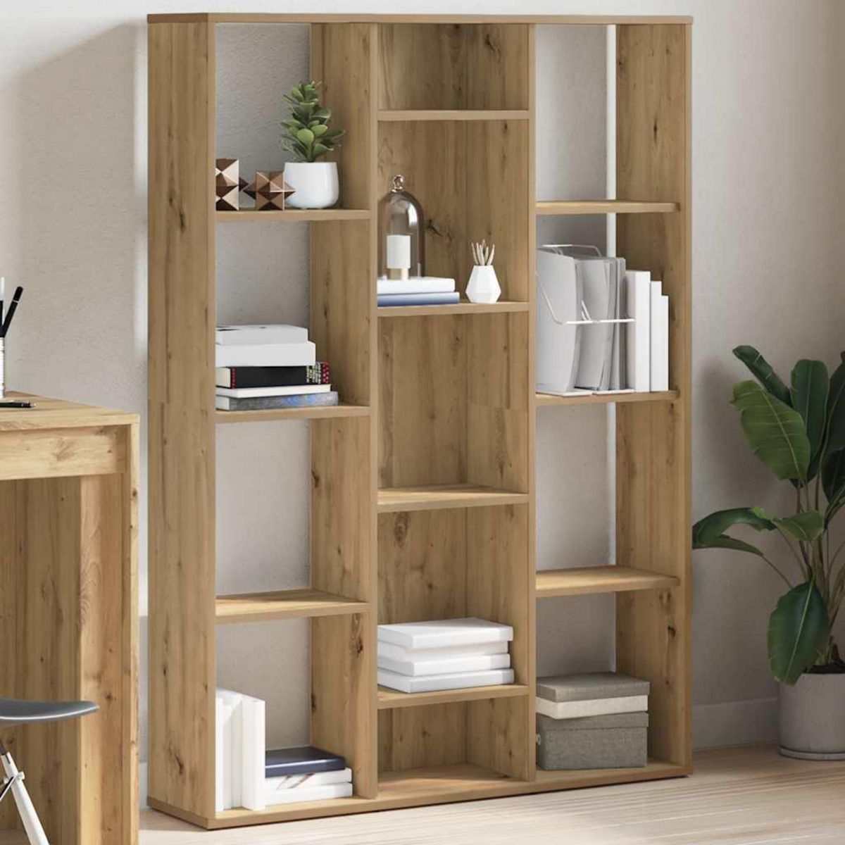 VIDAXL Separateur de piece/Bibliotheque chene artisanal 100x24x140 cm