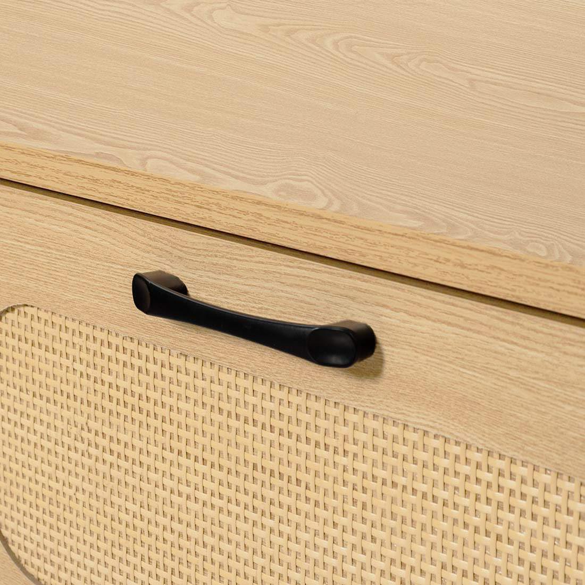 Voir la diapositive 6 : BEST MOBILIER Nagato - table basse - cannage et effet bois - 1 tiroir et 1 niche - 110 cm