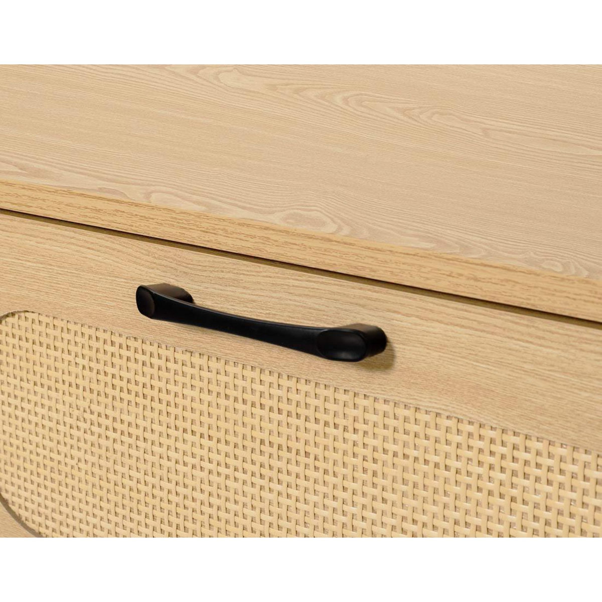 BEST MOBILIER Nagato - table basse - cannage et effet bois - 1 tiroir et 1 niche - 110 cm