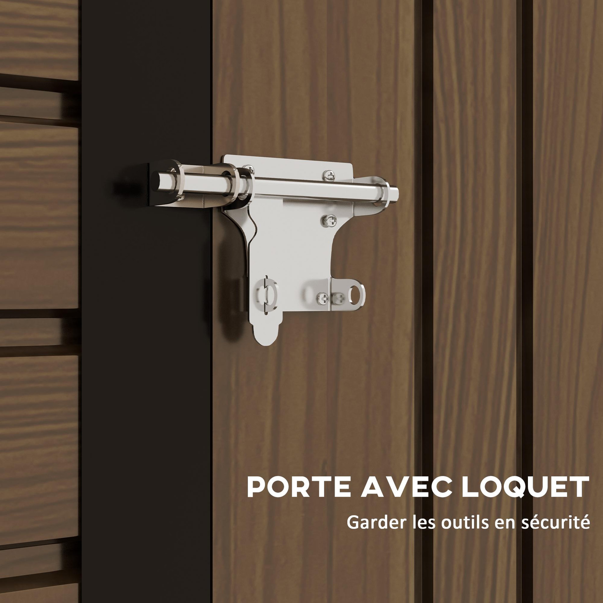 Voir la diapositive 6 : OUTSUNNY Abri de jardin cabanon dim. 190L x 131l x 188H cm porte verrouillable ventilations tôle acier ondulé marron