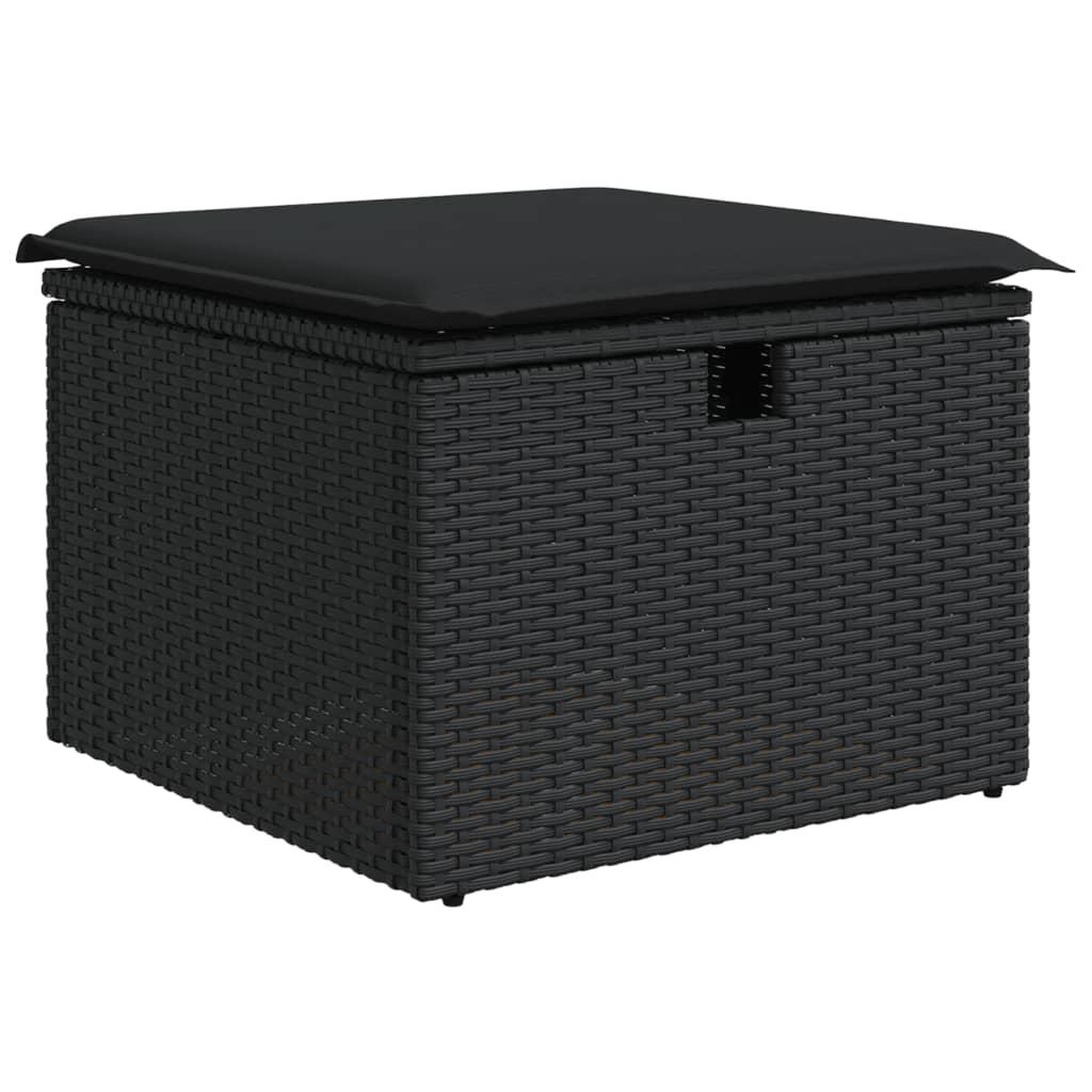 Voir la diapositive 2 : VIDAXL Tabouret de jardin avec coussin noir 55x55x37 cm resine tressee