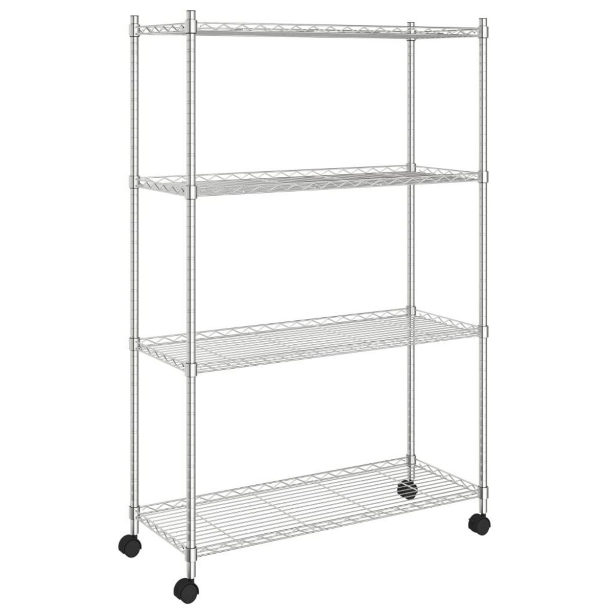 VIDAXL Etagere de rangement 4 niveaux et roues 90x35x142 cm chrome