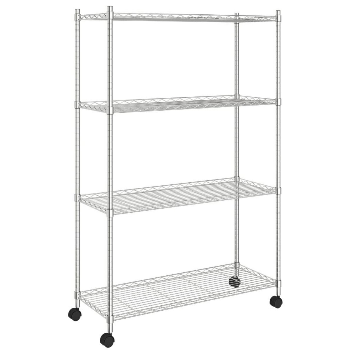 VIDAXL Etagere de rangement 4 niveaux et roues 90x35x142 cm chrome