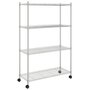 Voir la diapositive 2 : VIDAXL Etagere de rangement 4 niveaux et roues 90x35x142 cm chrome