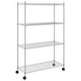 Voir la diapositive 2 : VIDAXL Etagere de rangement 4 niveaux et roues 90x35x142 cm chrome