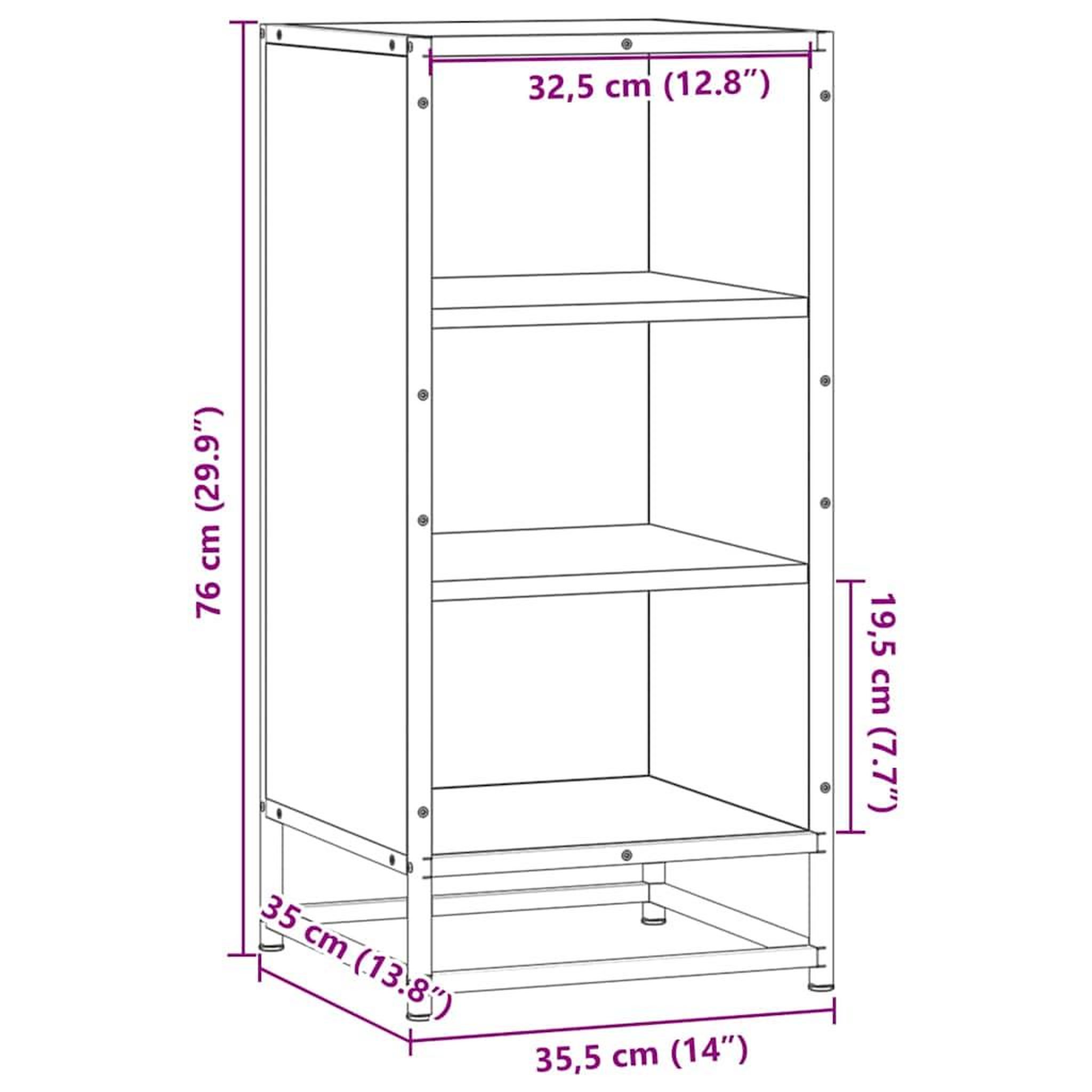 Voir la diapositive 6 : VIDAXL Buffet sonoma gris 35,5x35x76 cm bois d'ingenierie et metal