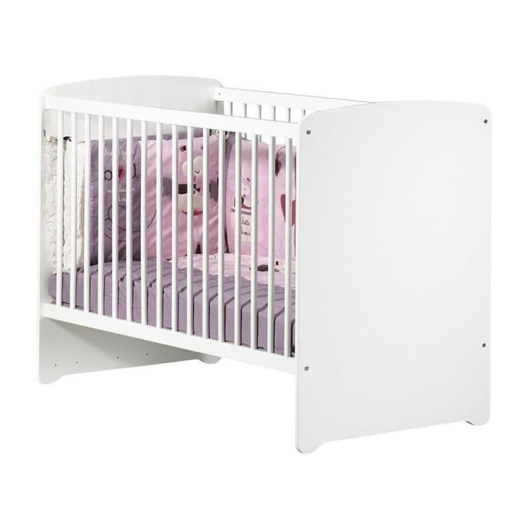 Voir la diapositive 2 : BABY PRICE Chambre bébé duo Basic boule: Lit 120x60, commode a langer - Babyprice - Blanc