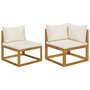 Voir la diapositive 2 : VIDAXL Ensemble de canapes 2 pcs et coussins blanc creme Acacia solide