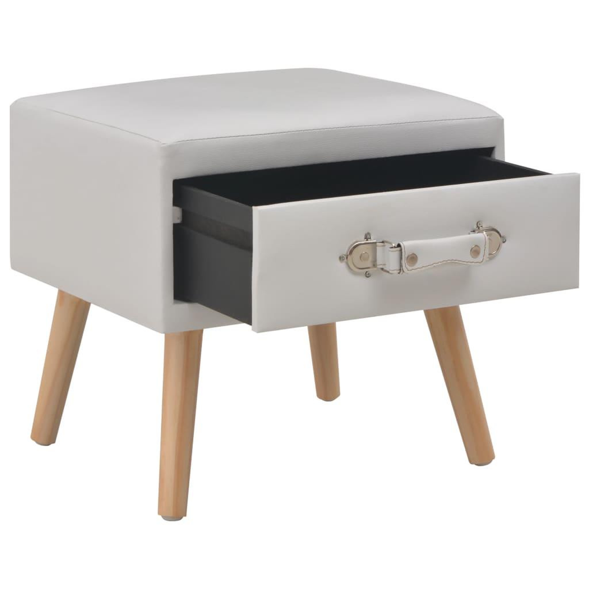 Voir la diapositive 2 : VIDAXL Table de chevet Blanc 40x35x40 cm Similicuir