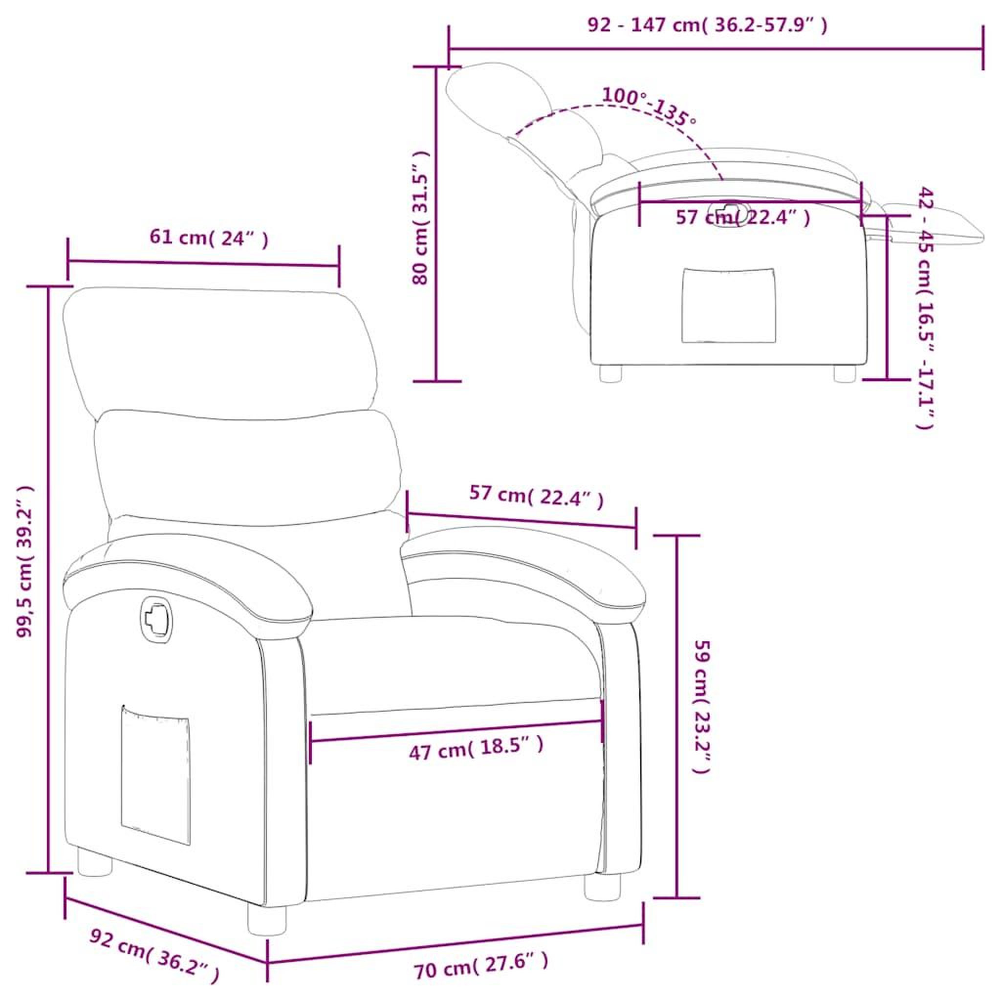 Voir la diapositive 6 : VIDAXL Fauteuil inclinable Gris fonce Tissu