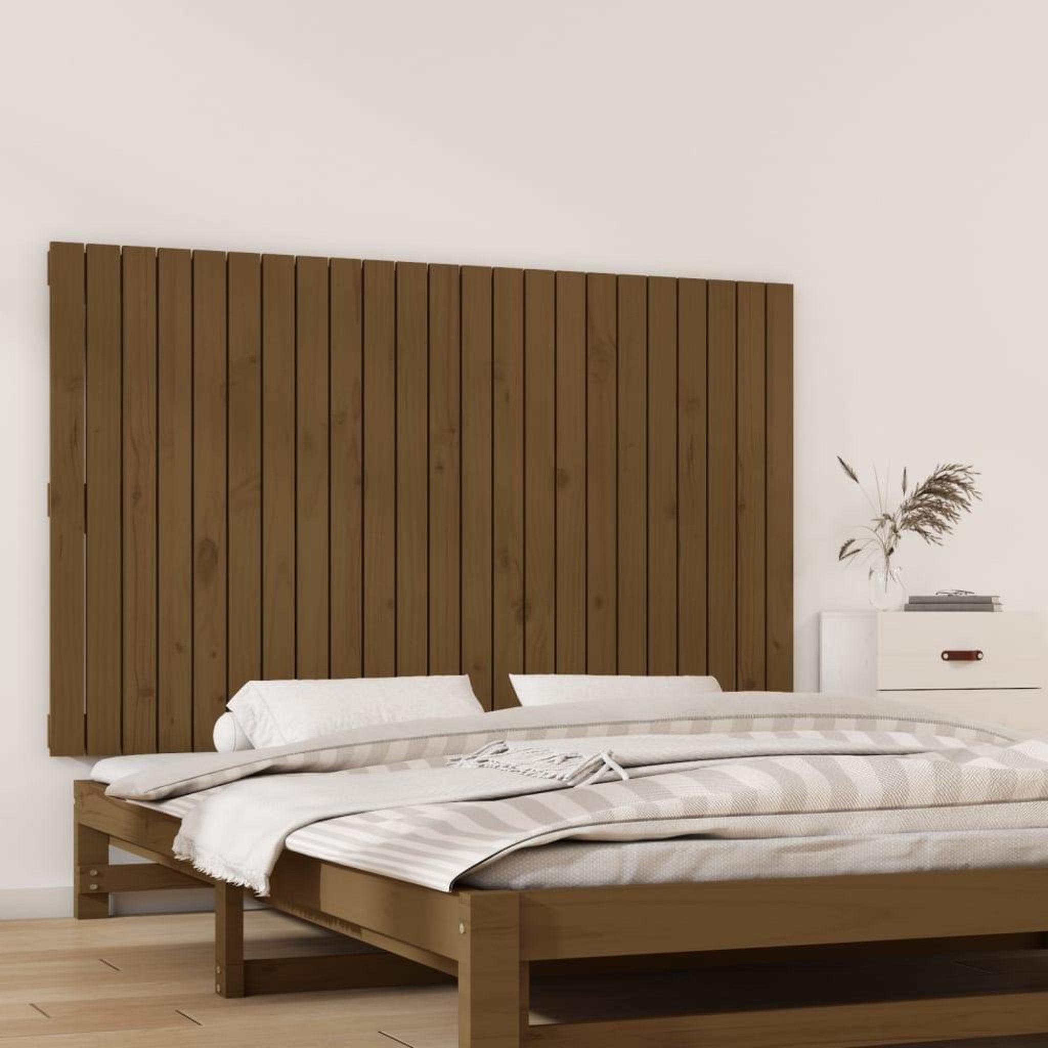 Voir la diapositive 1 : VIDAXL Tete de lit murale Marron miel 147x3x90 cm Bois massif de pin