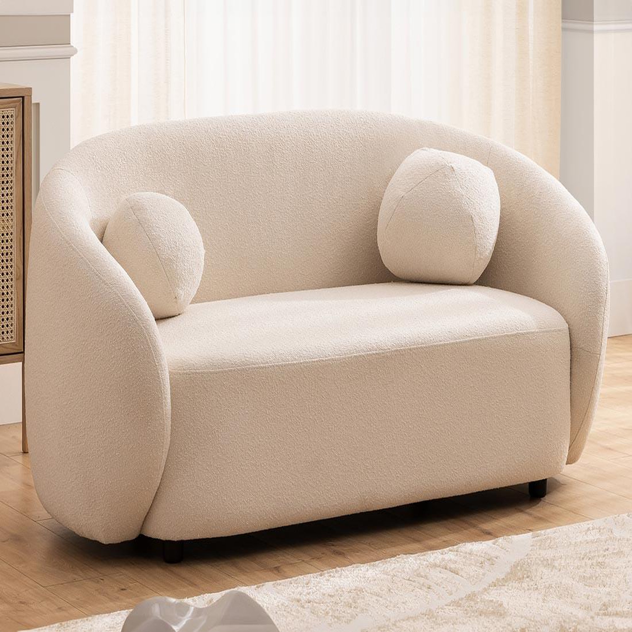 Voir la diapositive 4 : BEST MOBILIER Flore - canapé droit 2 places en tissu bouclette