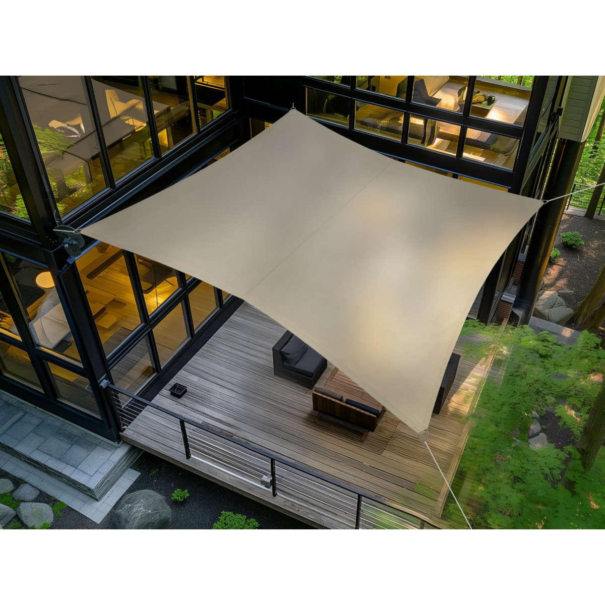 Jardiline Voile d'ombrage rectangulaire RIVAGE Grège - 4 x 3 m - Qualité Premium Jardiline