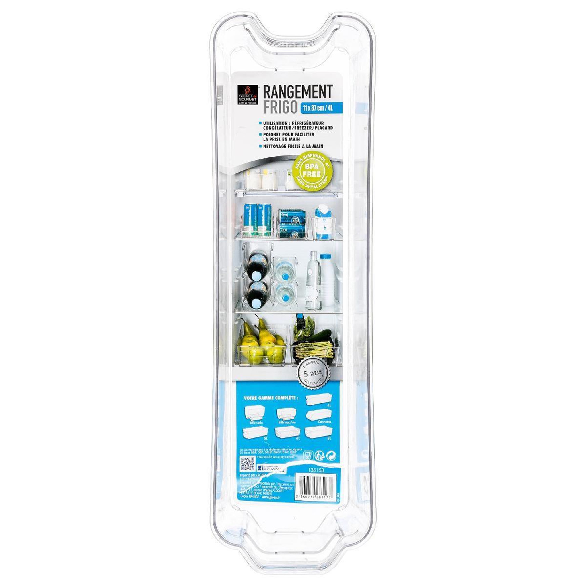 Voir la diapositive 4 : FIVE Bac de rangement  frigo  4l transparent