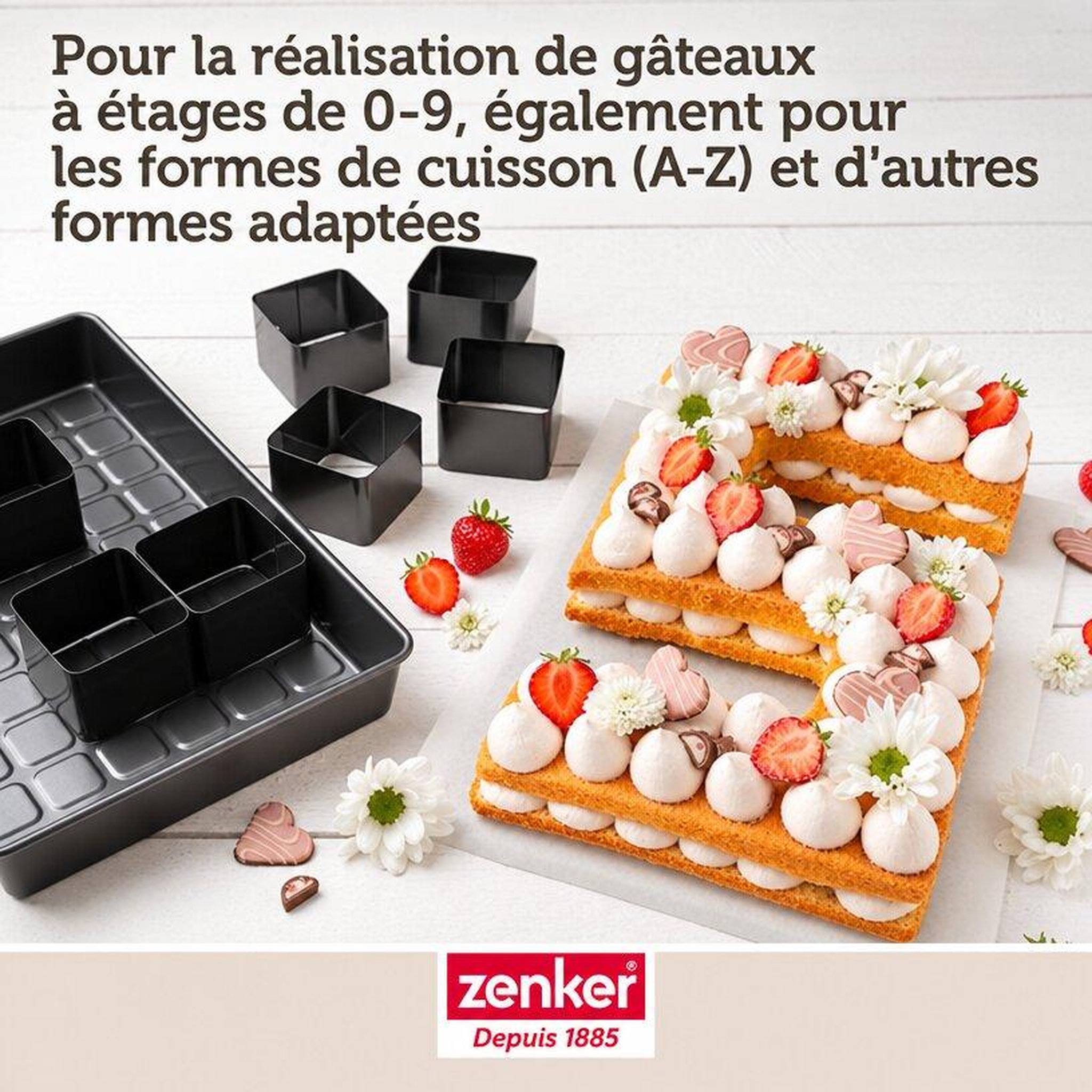 Voir la diapositive 4 : ZENKER Moule à gâteau chiffres et lettres sans pfas, set de 9 pièces zenker