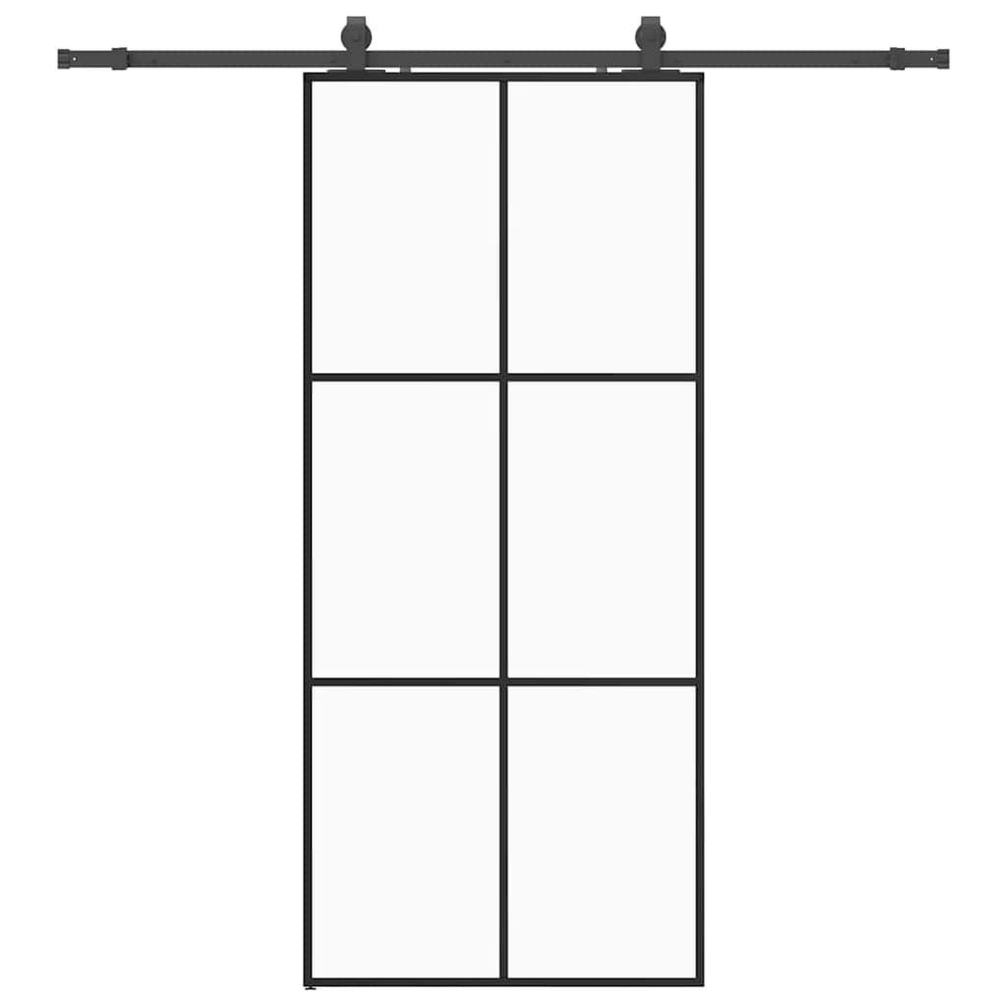 Voir la diapositive 2 : VIDAXL Porte coulissante kit de quincaillerie noir 90x205 cm verre ESG