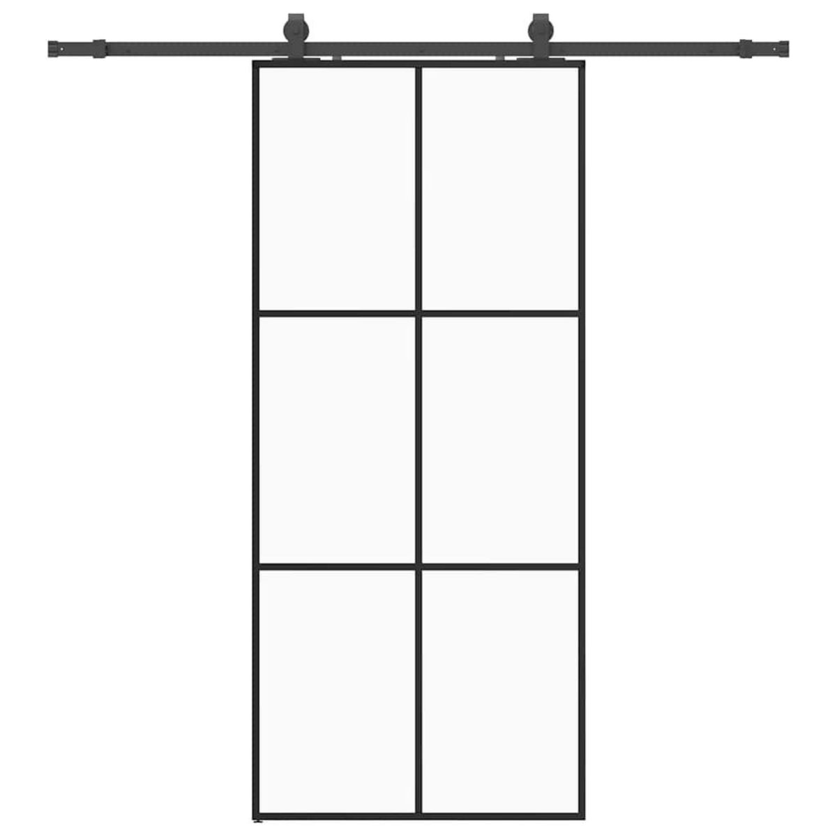 VIDAXL Porte coulissante kit de quincaillerie noir 90x205 cm verre ESG