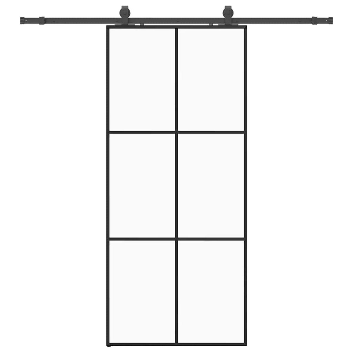 VIDAXL Porte coulissante kit de quincaillerie noir 90x205 cm verre ESG