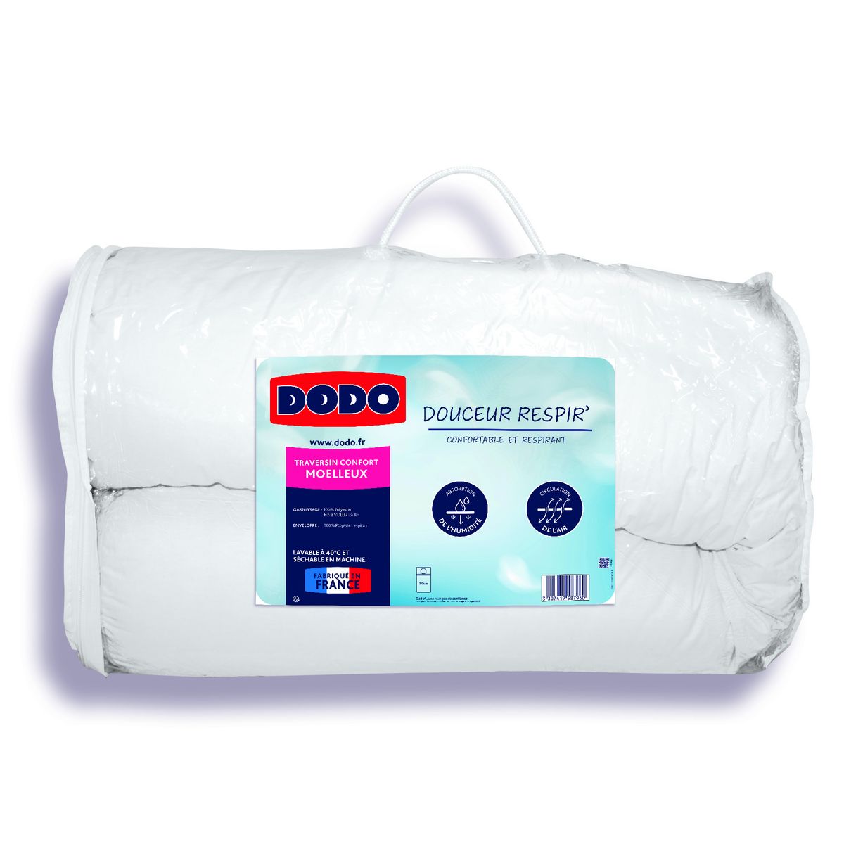 DODO Traversin Confort Médium 140cm - Douceur Et Maintien Durable Fabriqué En France