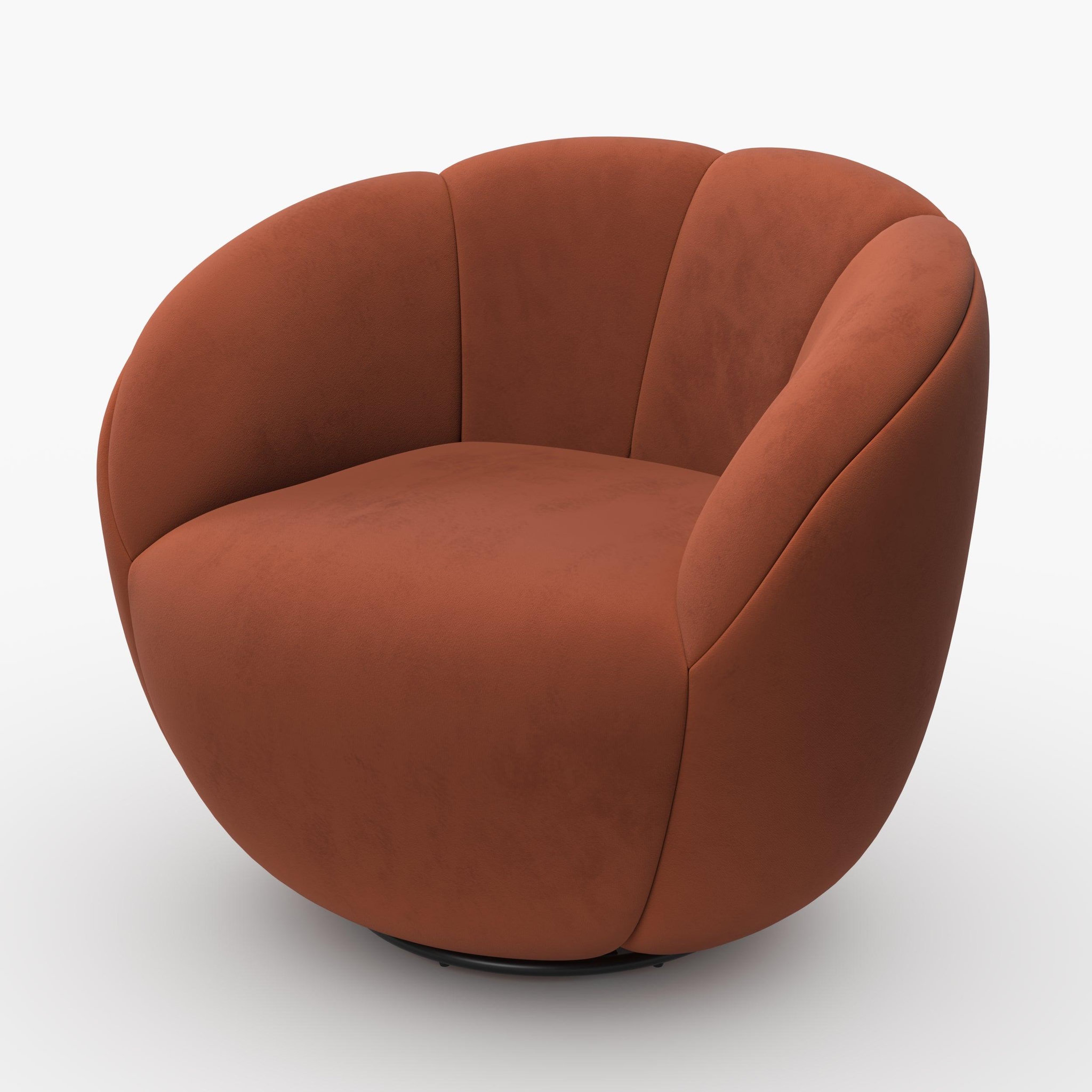 MAISON PAVANE Fauteuil pivotant en velours rouge brique-ysé