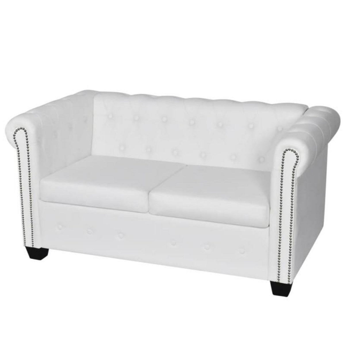 VIDAXL Canapé Chesterfield à 2 places cuir synthétique blanc