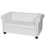 VIDAXL Canapé Chesterfield à 2 places cuir synthétique blanc