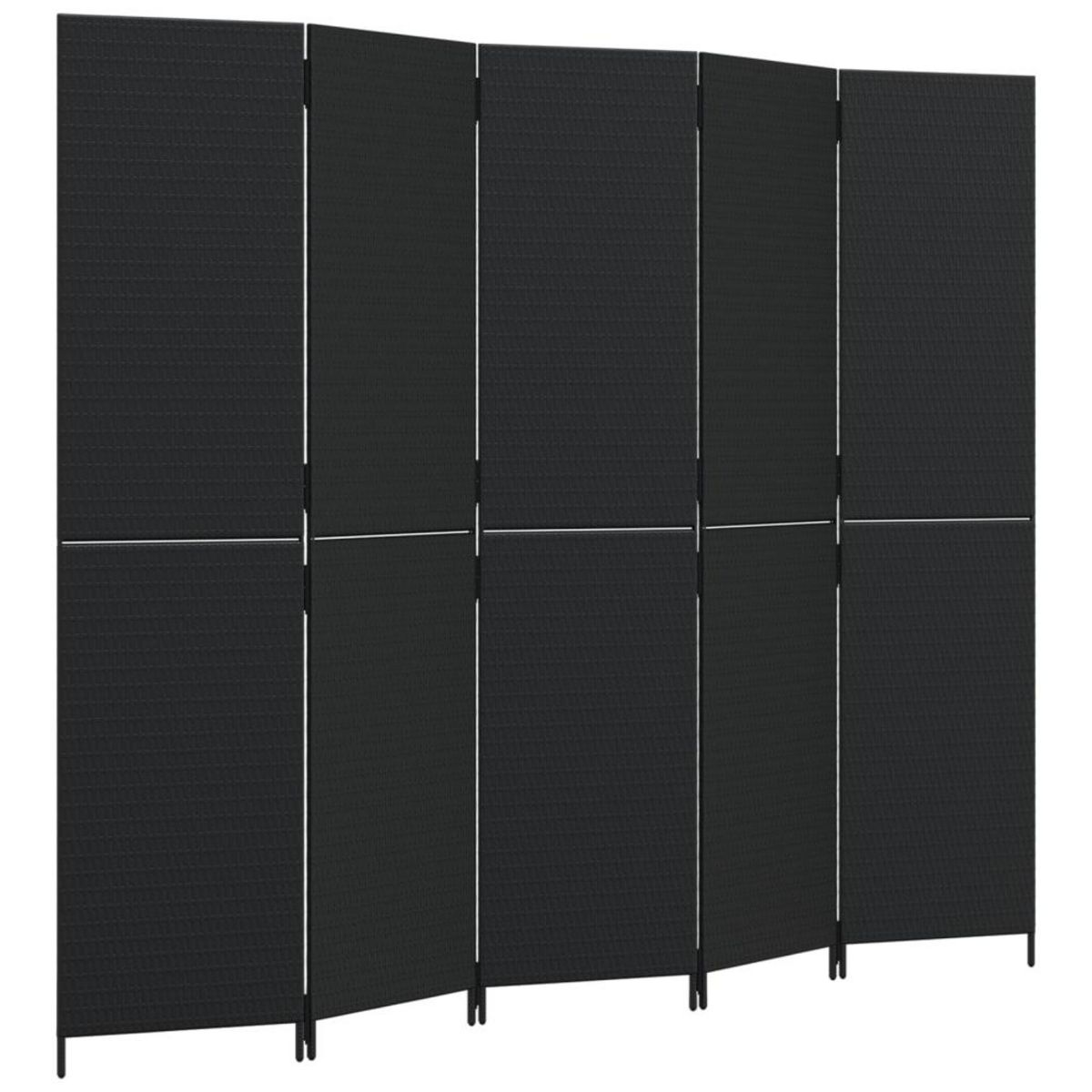 VIDAXL Cloison de separation 5 panneaux noir resine tressee