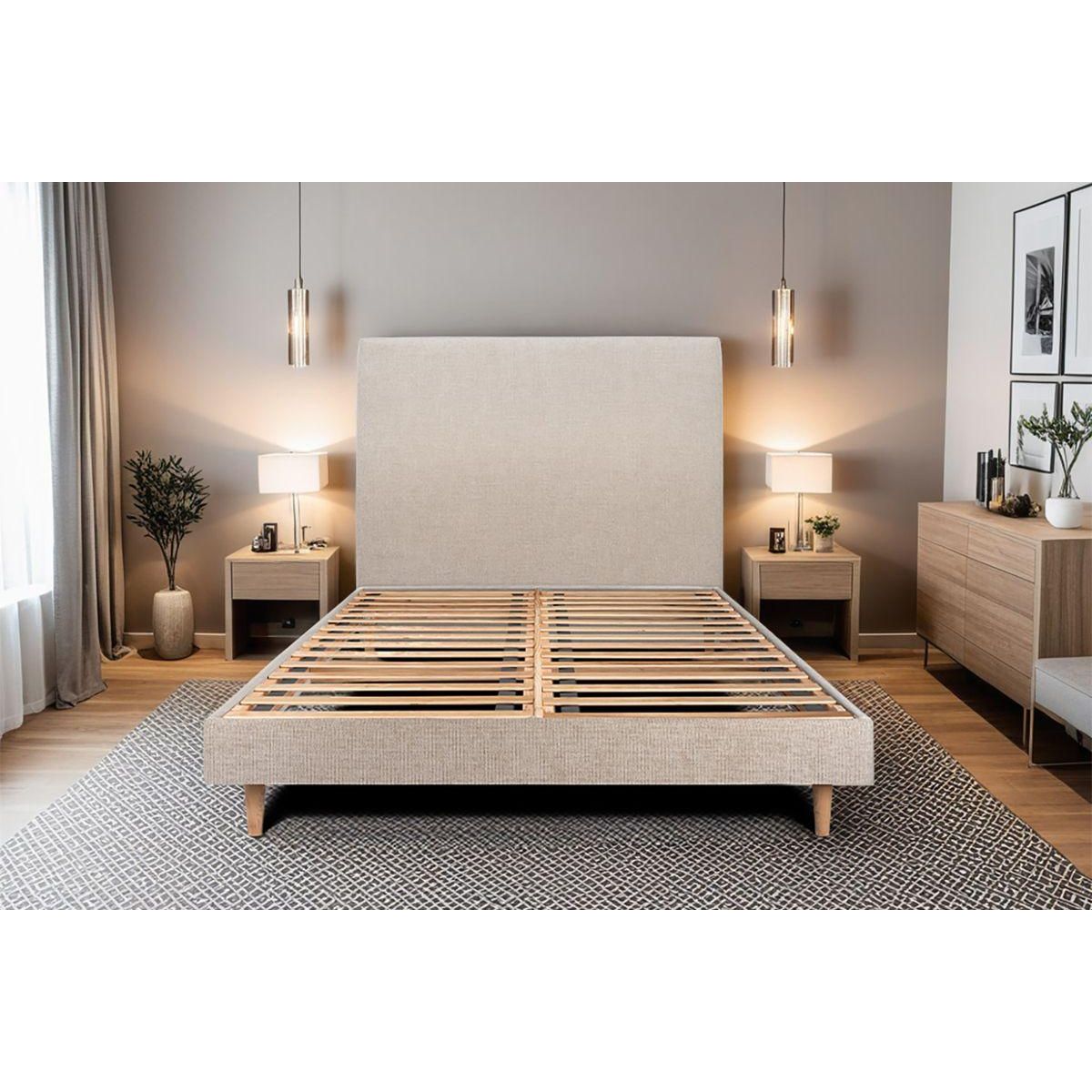 Sommeil de Plomb Lit avec tête de lit tapissier tissu et sommier kit - Hauteur totale : 29cm