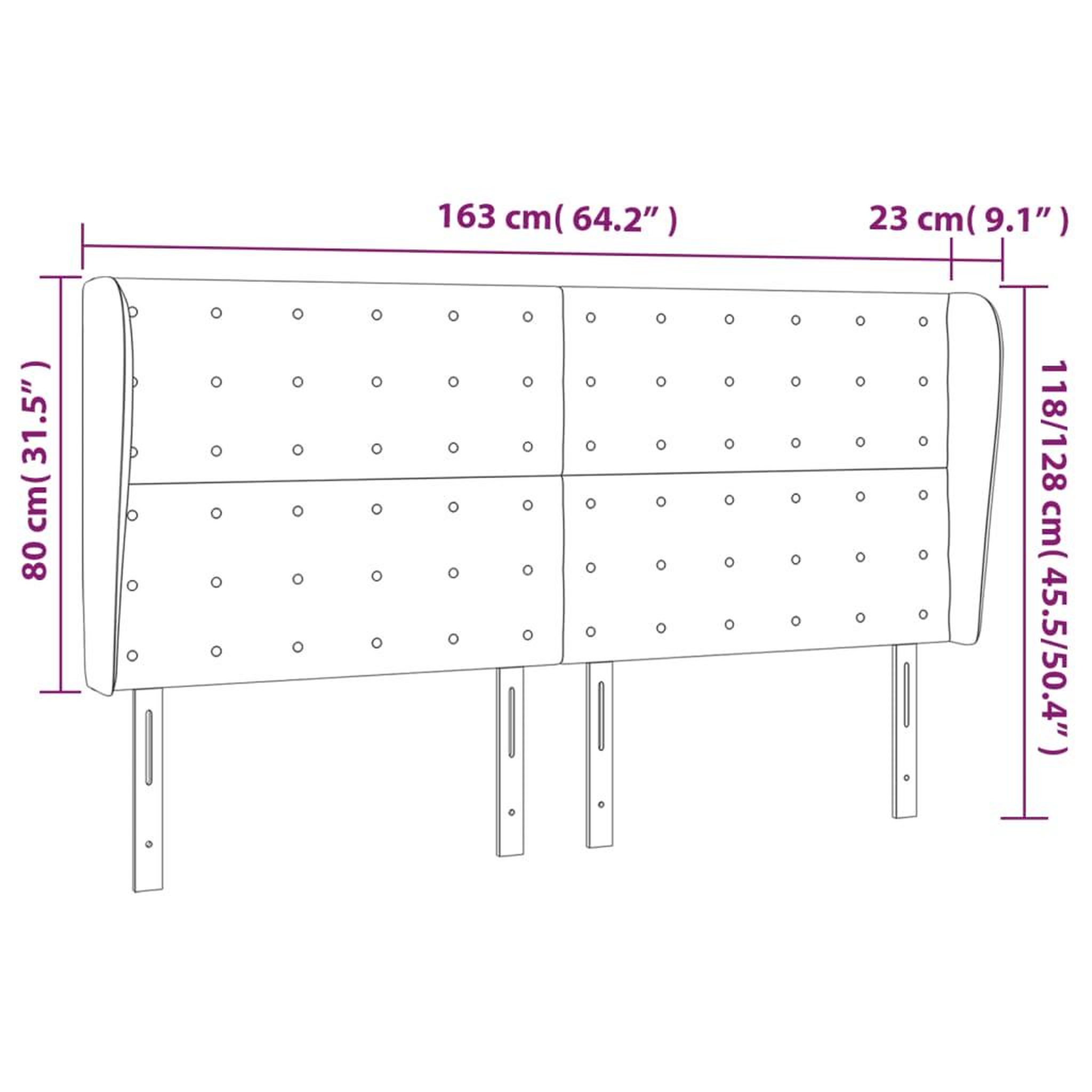 Voir la diapositive 6 : VIDAXL Tete de lit avec oreilles Taupe 163x23x118/128 cm Tissu