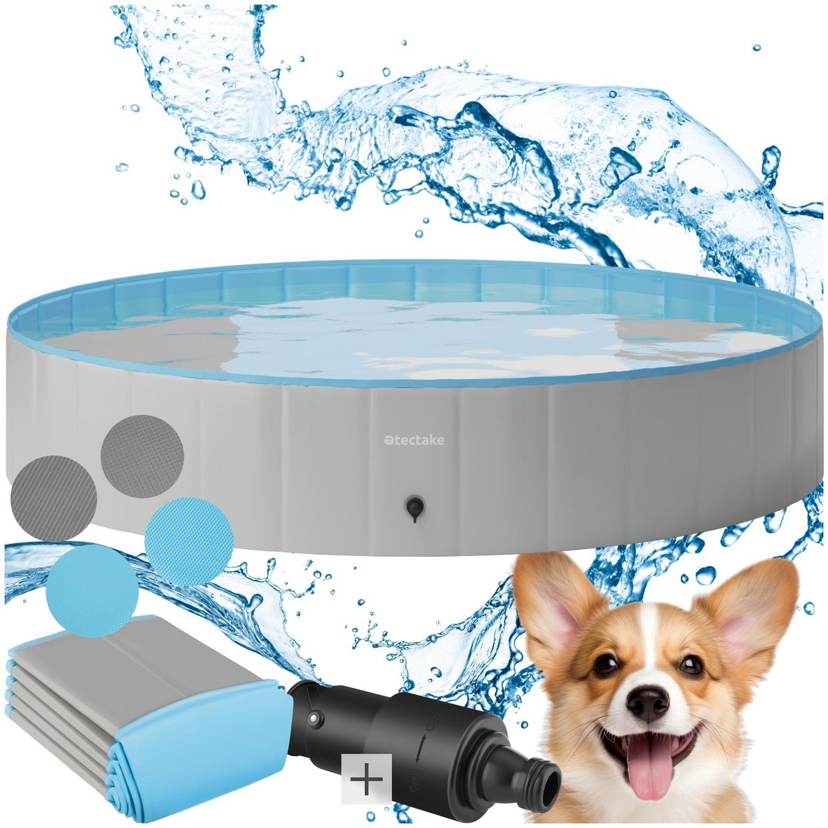 tectake Piscine pour chien en différentes tailles gris/bleu