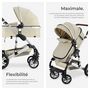 Voir la diapositive 3 : tectake Poussette combinée 2-en-1 pliable avec harnais à 5 points, frein, arceau de sécurité et dragonne gris/beige
